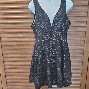 Express Black Lace Dress With Attatched  Bodysuit